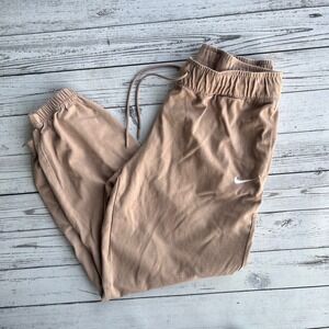 Nike Womens Sportswear Gym Workout Joggers Tan Beige Cotton Sweatpants Medium